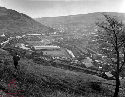Llwyn-y-Pia viewed from Penrhys mountain, 1956