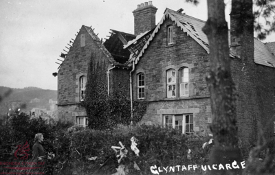 Damage caused to Glyntaff Vicarage by the cyclone